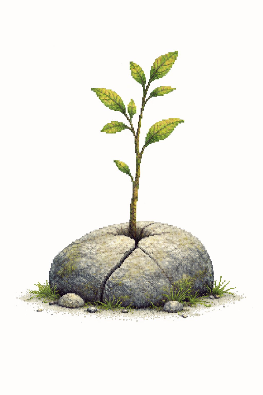 A plant growing through a rock